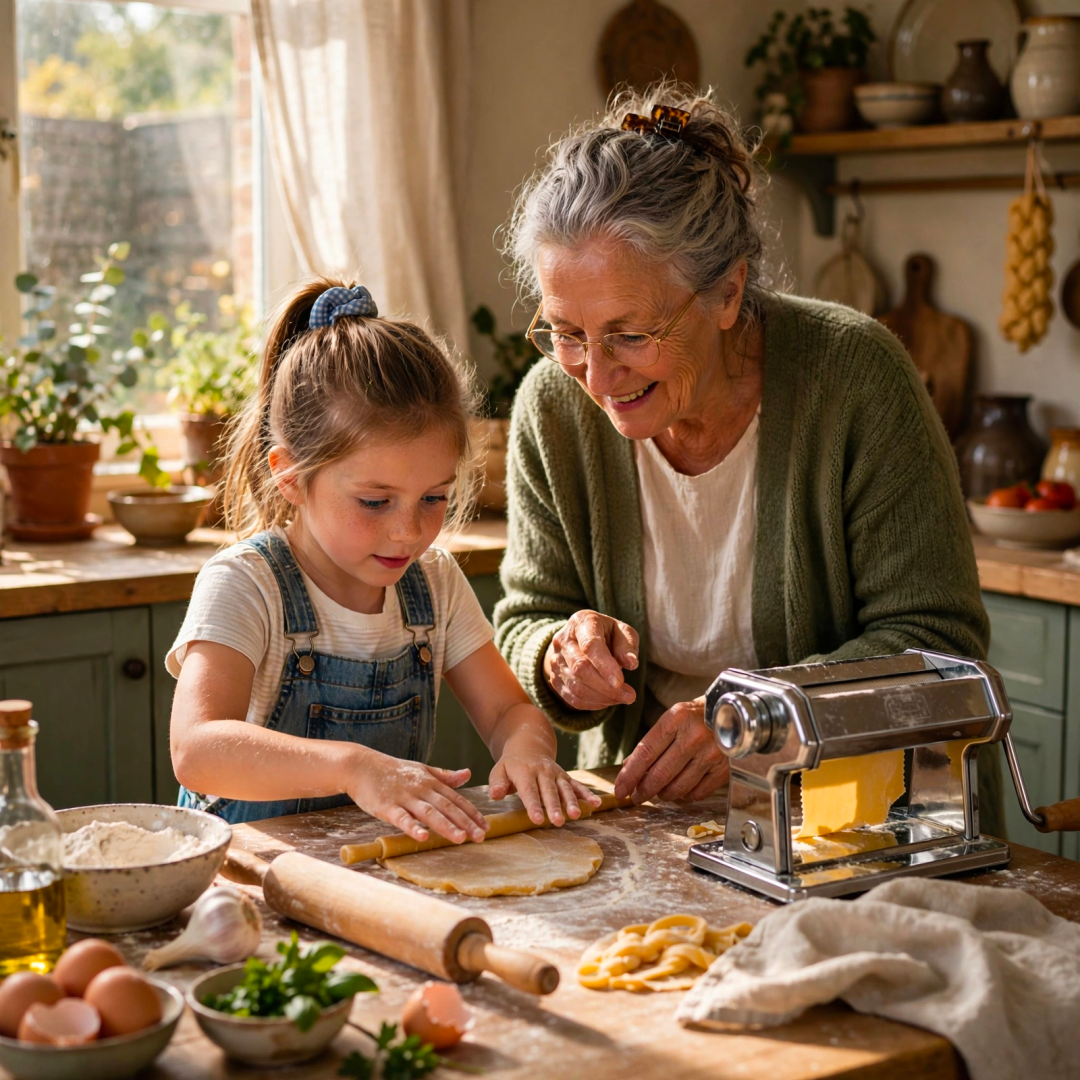 Muse Image, grandmother making pasta