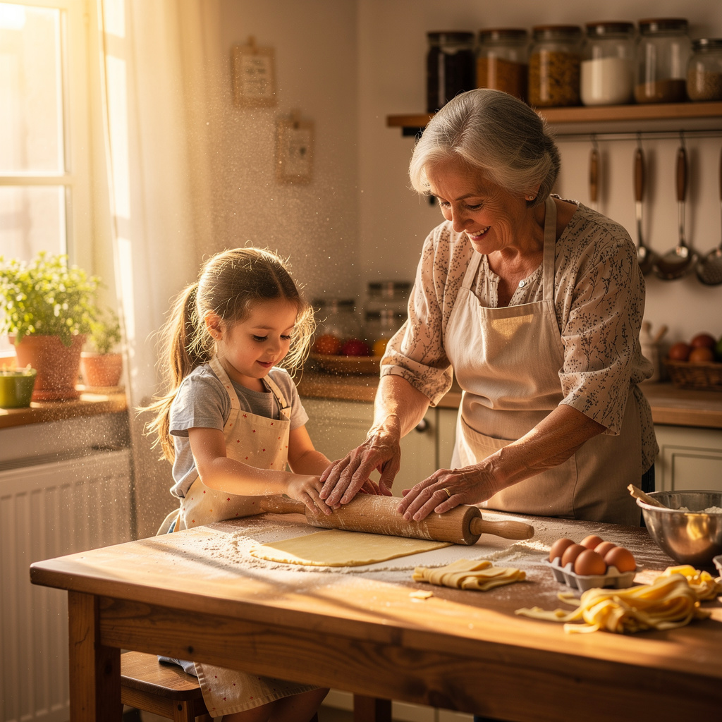 FLUX 2 Pro, grandmother making pasta