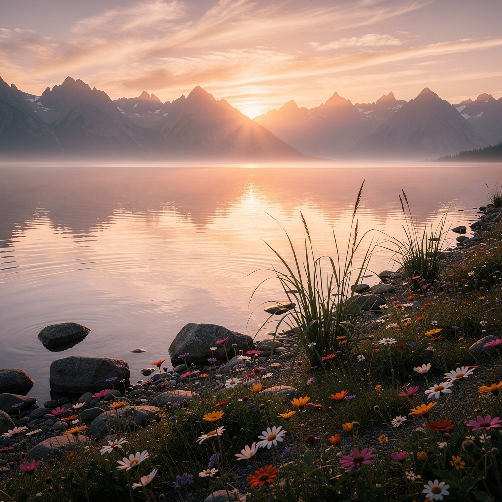 FLUX 2 Pro, sunset over a calm lake